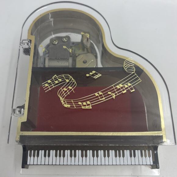 Vintage Sankyo Clear Lucite Grand Piano Music Box 6” Japan WORKS - Picture 1 of 5